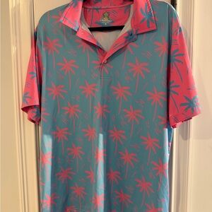 Chubbies Blue and Pink Palm Polo Shirt